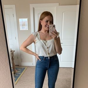 Madewell Linen Ruffle Strap Top